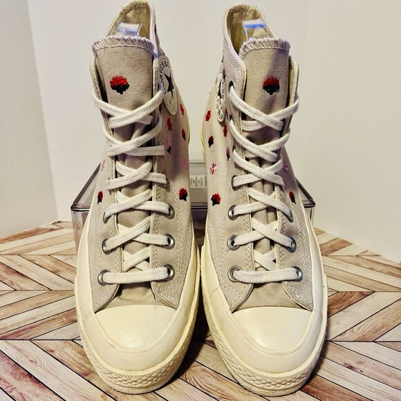 Converse Chuck 70 Summer Energy W 7.5 Shoes Embroidered Floral Desert Sand Egret - Picture 3 of 7